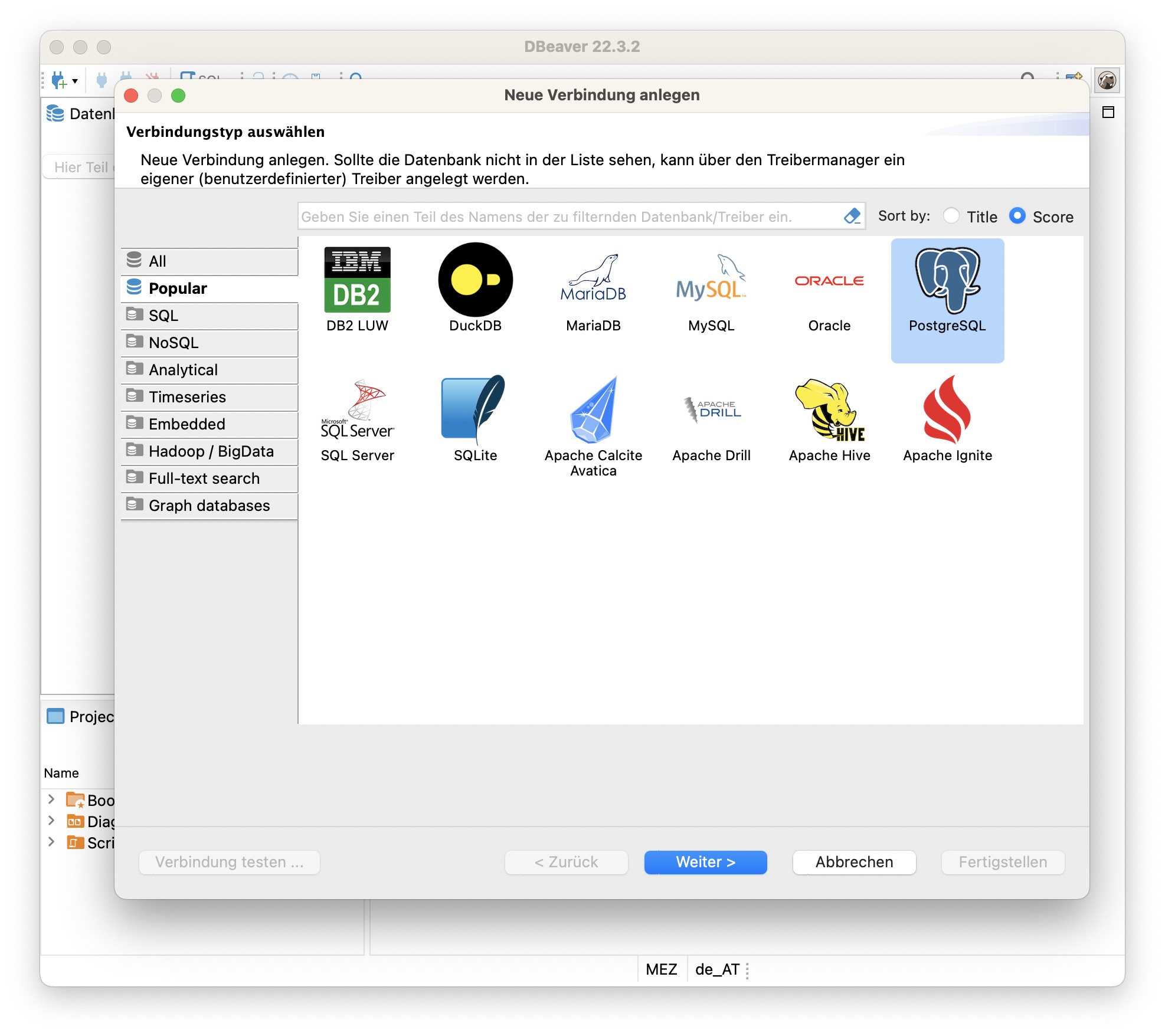 Bildschirmfoto von DBeaver